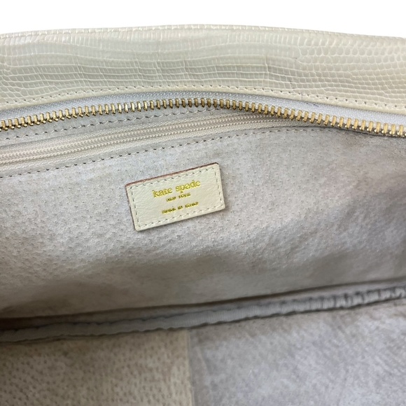 KATE SPADE NEW YORK Genuine Leather Cream Ivory Satchel Handbag Purse Tote - Picture 6 of 16